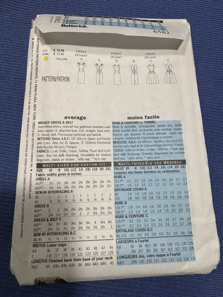 Butterick 6582 Retro Style 60s Cocktail Wiggle Dress Sew Pattern 12 14 16 uncut - Image 3 of 4