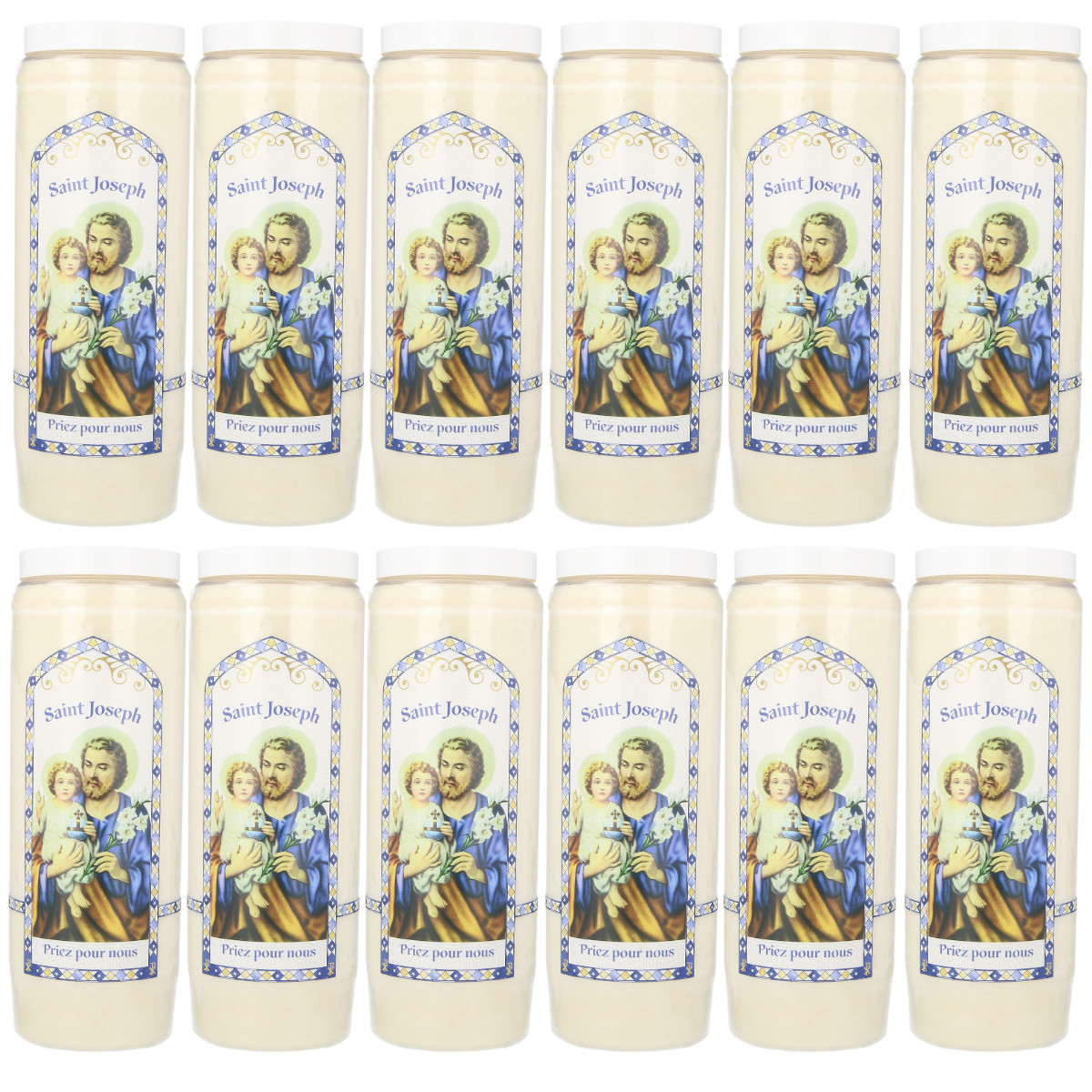 Bougies neuvaine Saint Joseph lot spirituel de 12 pour réconfort et foi