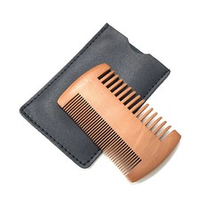 Natural Wood Hair Brush Beard Comb Anti-Static Double-Sided Mustache Pocket Comb