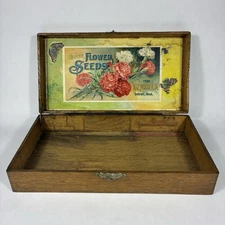 Antique D.M. Ferry Choice Flower Seed Box 16” Butterfly Bees Detroit Mich. Rare