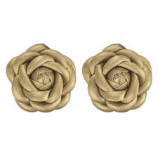 2-Pack Decorative Rose Shoe Clips, Leather Fashion Flower Clip Gold Tone 