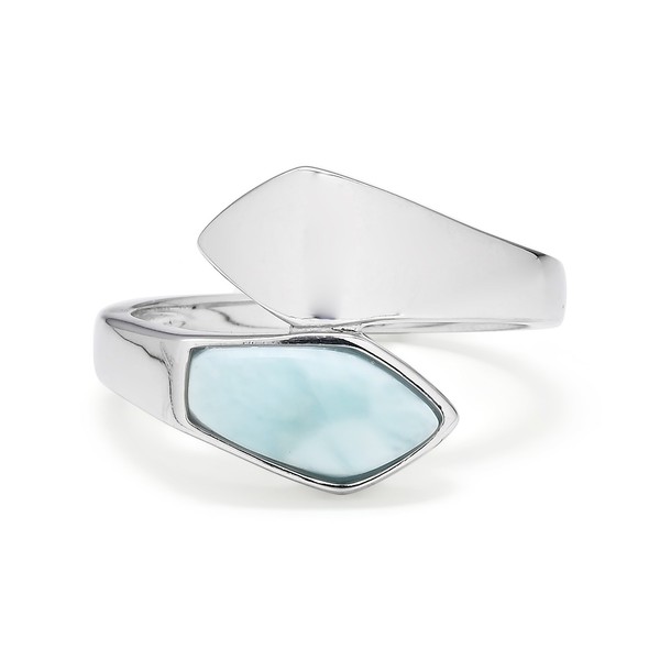 Larimar Sterling Silber Ring 1,75Ct Rhodiniert-image