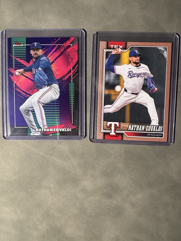 2026 Topps Finest & Series 2- Nathan Eovaldi 2 Numbered Cards /75 & /2026 Texas