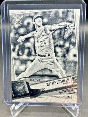2019 Topps Big League WALKER BUEHLER Black & White 03/50 #391 Dodgers