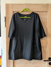 Kekoo♥ Lagenlook Shirt Tunika 38 40 42 schwarz hübsche Details verstellb.A-Linie