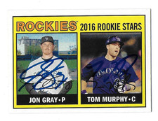 2016 HERITAGE #166 JON GRAY & TOM MURPHY AUTOGRAPHED SIGNED BASEBALL CARD RC