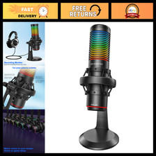 High-Quality USB Gaming Microphone, 192kHz/24bit, RGB Light, Mute, Headphone Jac