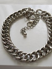 Silver Plated Stainless Steel Double Curb Link Bracelet/Ankle 8-10"