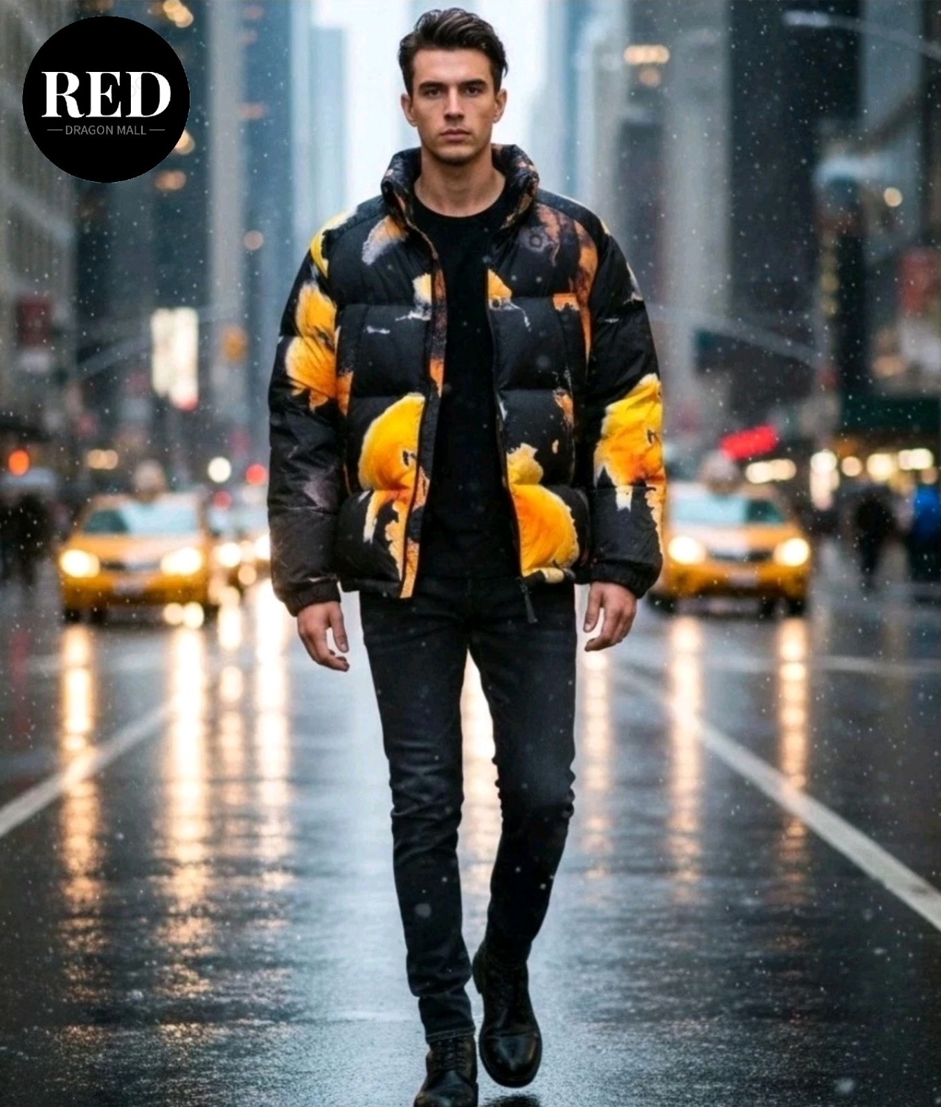 Adidas Y-3 AOP Puffer Jacket Multicolor Black KA2364 - Men's Size XL image 3