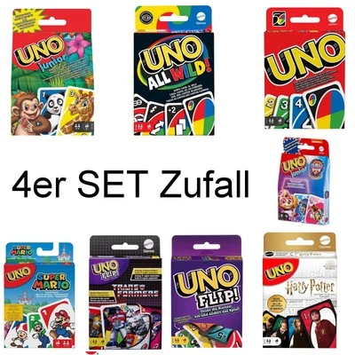 4x UNO ZUFALL Mattel UNO Kartenspiel MATTEL Games Gesellschaftsspiel NEU 4er SET