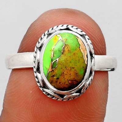 Kupfer grüner Türkis - Arizona 925 Sterling Silber Ring Gr.8 Schmuck R-1196