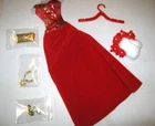 BARBIE FASHION CLOTHES ~ RED VELVET+ GOLD BROCADE OUTFIT w/ACCESSORIES SET
