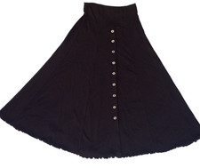 PROMOD French Maxi FlareLong Black Full Button Up Split Bohemian Women's Skirt