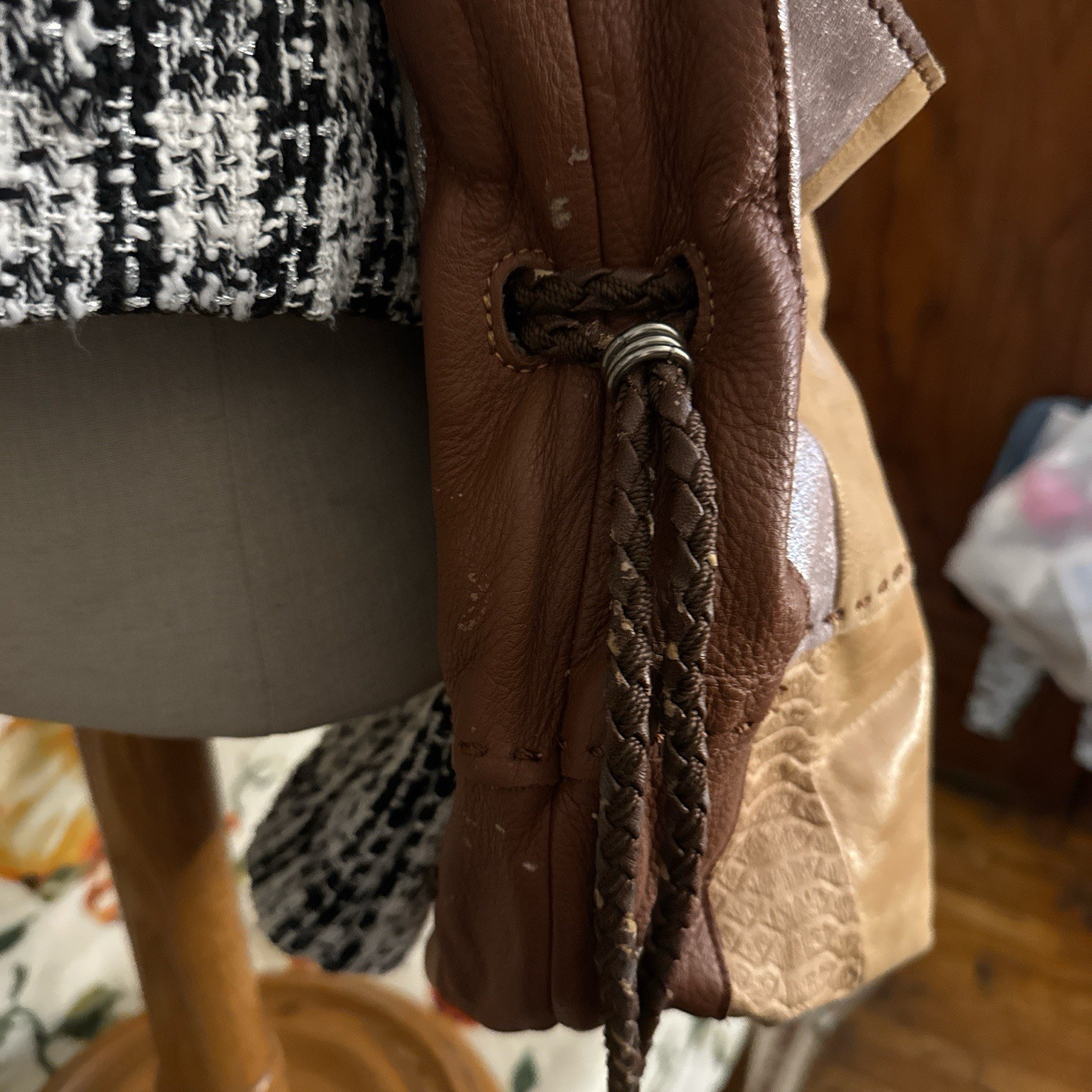 The Sak Patchwork Leather Bucket Drawstring Shoul… - image 3