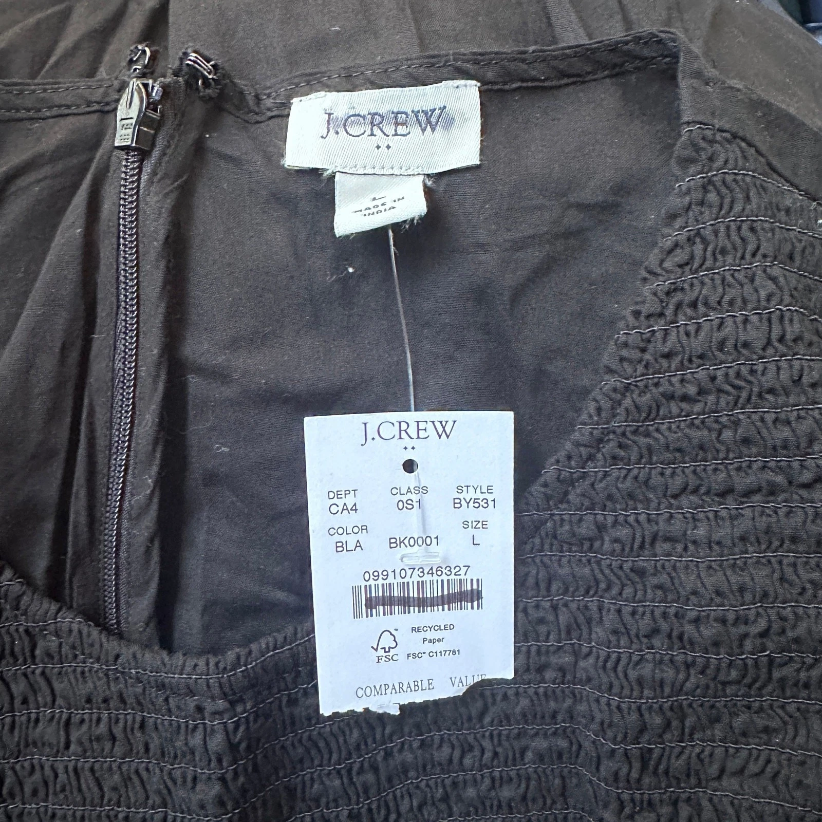 VETEMENTS j.crew factory abito midi smocked nero by531 donna taglia large