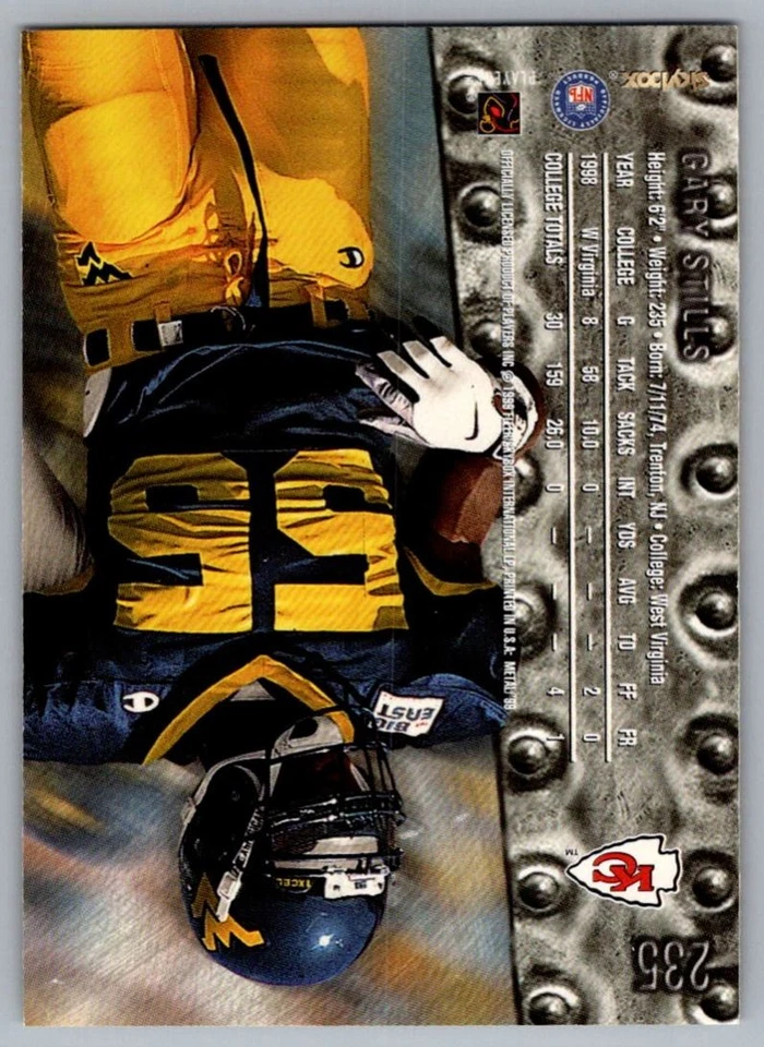 1999 SkyBox Metal Universe Gary Stills Rookie Kansas City Chiefs #235 - Image 2 of 2