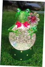  Acrylic Frog Snow Globe LED Light up, Water Glitering, Battery Operate 3AA 
