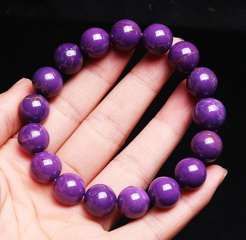 12mm Natural Phosphosiderite Purple Gemstone Round Beads Bracelet AAA C0141 - Picture 5 of 8