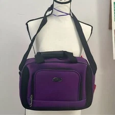 US TRAVELER Travel Tote Bag Purple Fabric Carry-On Piggy-Bag-Strap Personal Item