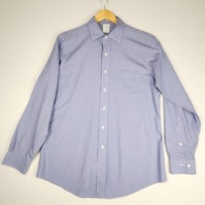 Brooks Brothers Mens Regent Dress Shirt Sz 16 4-5 Non Iron Blue Micro Geometric
