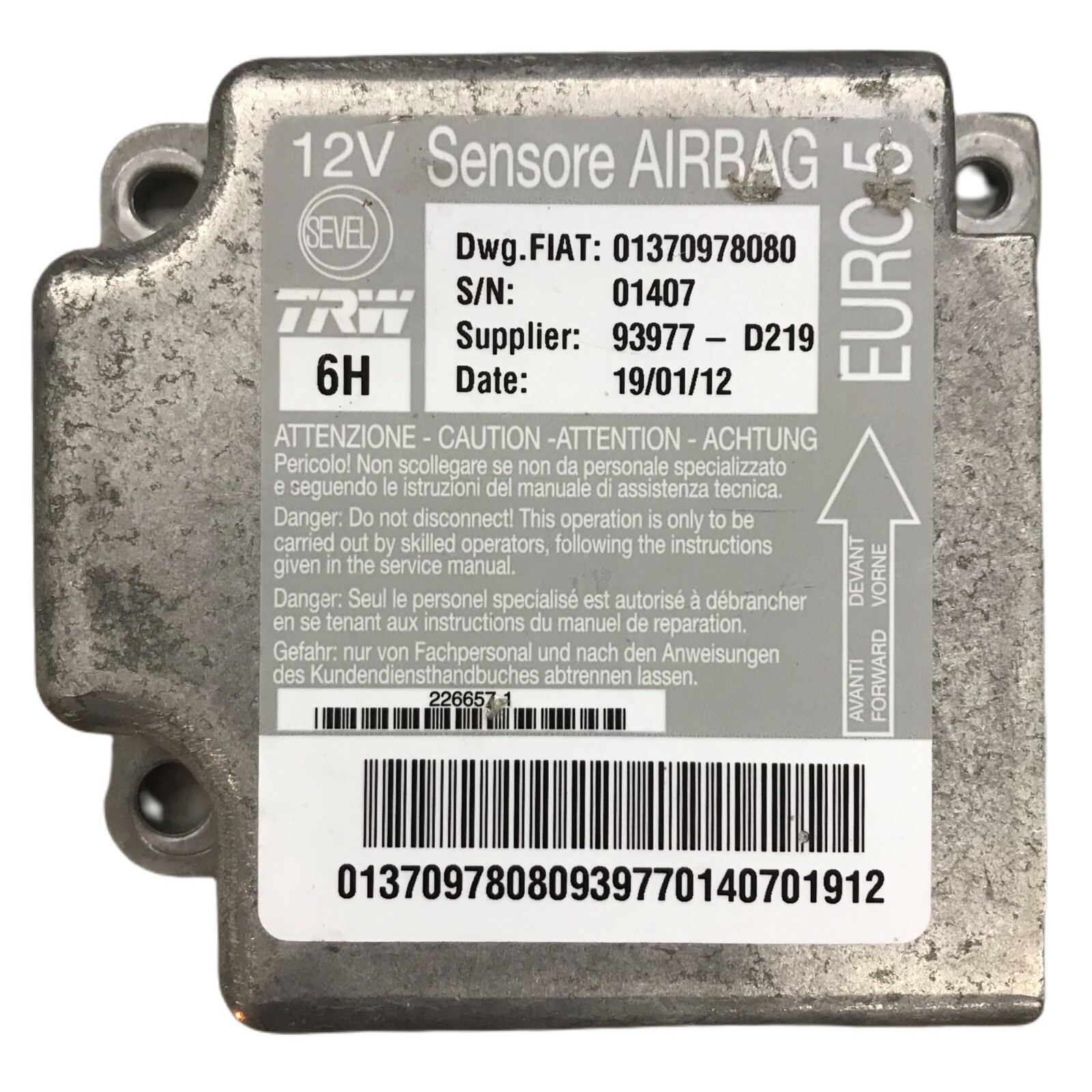SERVICE RÉPARATION B0100 Fiat Ducato Airbag ECU PEUGEOT BOXER TRW 01370978080 eBay