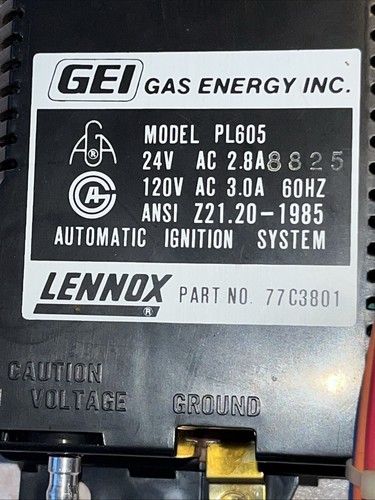 Lennox GEI PL605 Furnace Pulse Control Automatic Ignition System 77C3801 - Picture 2 of 4