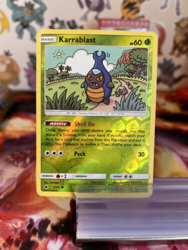 Pokémon TCG Karrablast purpurrote Invasion 7/111 umgekehrter Holo üblich - Bild 1 von 4