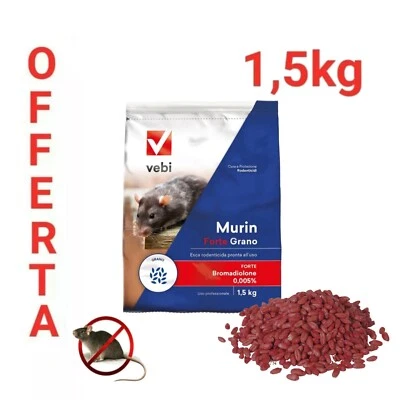 Vebi- Murin forte grano -Topicida esca veleno per topi e ratti pronto uso Kg 1,5