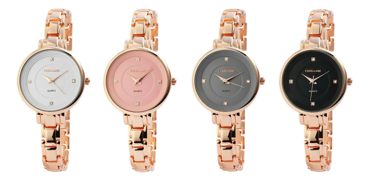 Excellanc – Orologio da donna al quarzo analogico orologio da polso con 170011000008 Alloggiamento in Metallo con Nastro di metallo in bicolor e colore del Quadrante Nero Bracciale Larghezza 11 mm