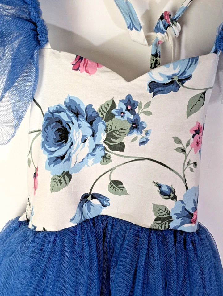 Кукольный торт девочек рубиновый тюль цветочный спагетти ремень подходит/расклешенный платье размер 7 - Изображение 2 из 4