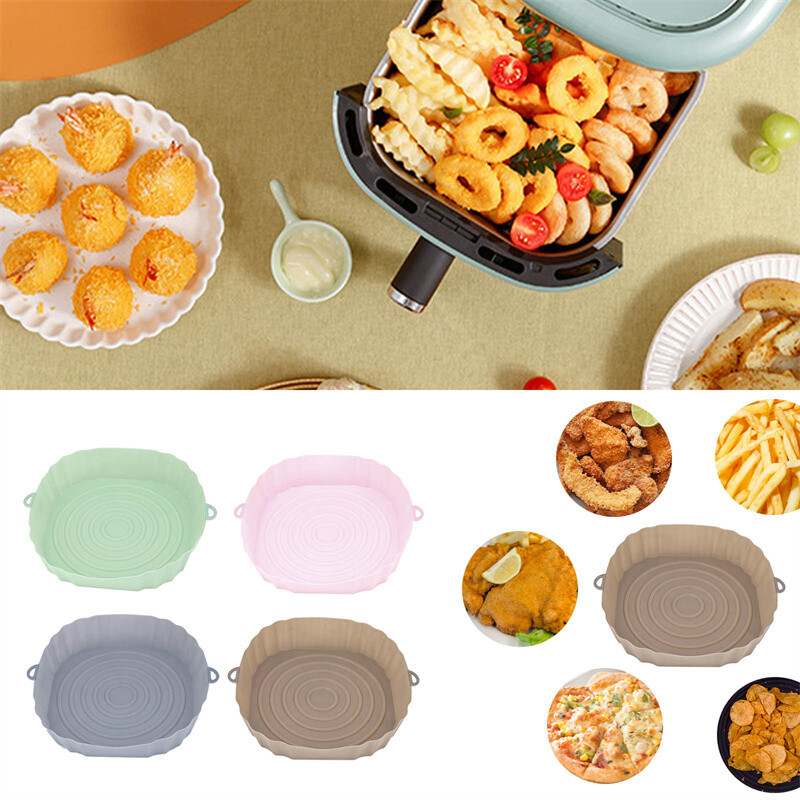 Air Fryer Silicone Basket Silicone Mold Airfryer Oven Baking Tray Pizza Fried Ch