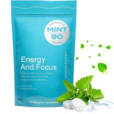 90pcs Neuro Gum Energy Mints w/ Caffeine L-Theanine B12 Focus Energy DE