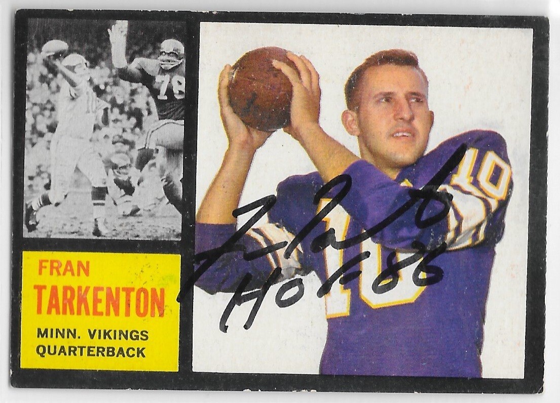 Fran Tarkenton Signed 1962 Topps Rookie Card #90 Minnesota Vikings