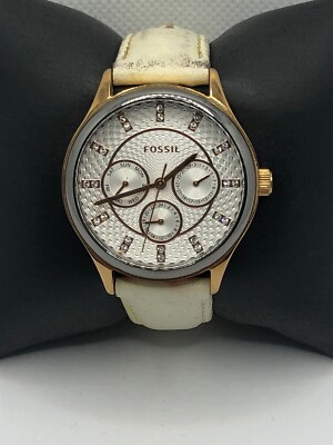 Fossil BQ3253 Womens White Leather Analog Silver Dial Quartz Genuine Watch HK458