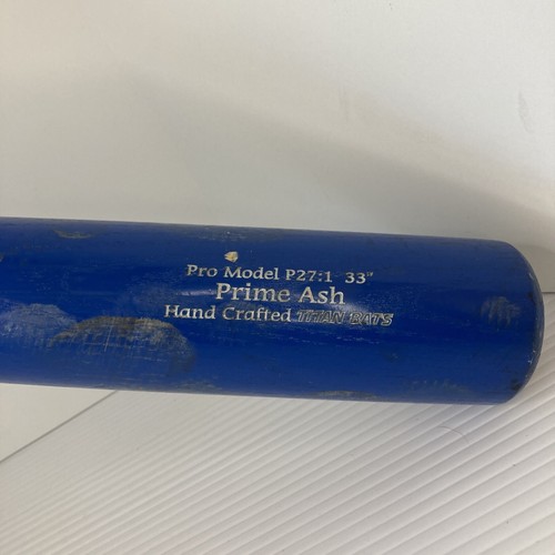 Titan Bat Co. Pro Model P27:1 33" Prime Ash Hand Crafted Wood Baseball Bat Blue - Picture 2 of 11