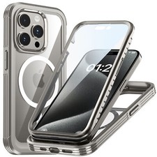 For iPhone 18 Pro Max 16 17 Rugged Magnetic Clear Case with Screen Protector