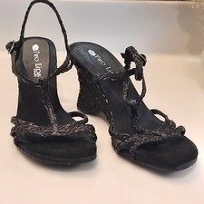 Two Lips womens wedge sandals,size 7, vintage dark blue, braided straps heels