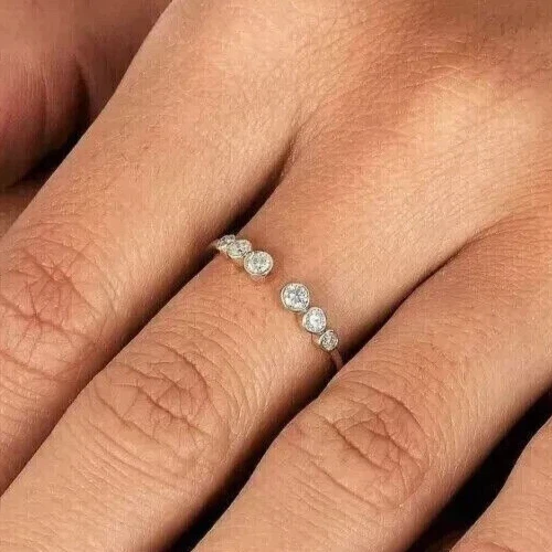 1 Karat Runde Moissanit Verstellbar Damen Zehen Ring 14k Gelbgold Versilbert - Bild 2 von 4