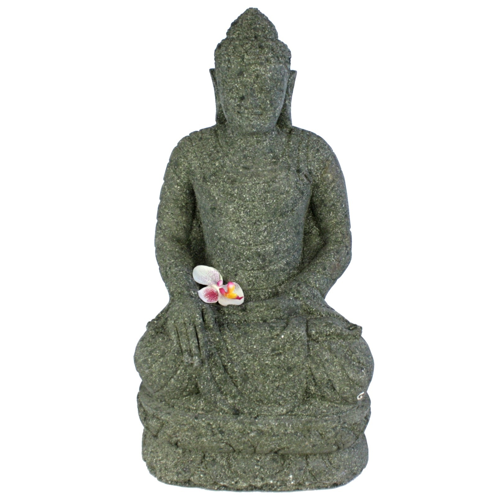 Buddha Figur Stein sitzend 62 cm Bali Budda Garten Teich Deko Skulptur