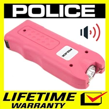 POLICE Stun Gun 628 700 BV Rechargeable LED Flashlight Siren Alarm Pink
