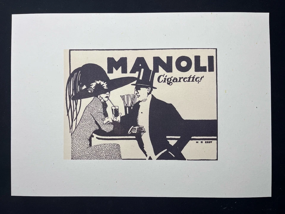 Alte Reklame Werbung „Manoli Cigarettes Dandy - Erotic“ 1906 Artprint von H Erdt