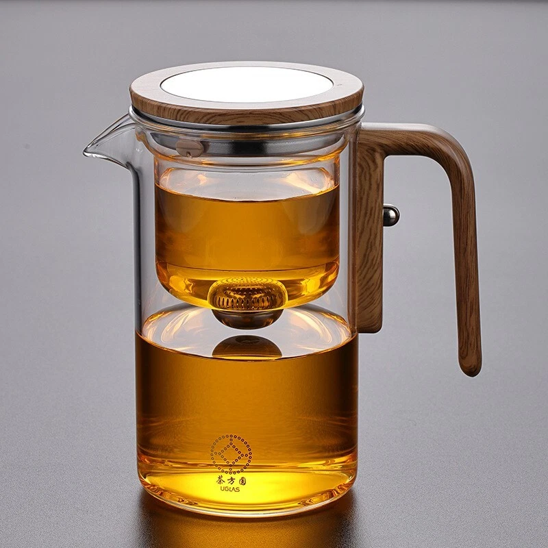 Infusor de té magnético - Tetera de vidrio resistente al calor con madera Foto 3 de 3