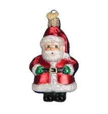 Old World Christmas SHORT STUFF SANTA (40250) Glass Ornament w/Box