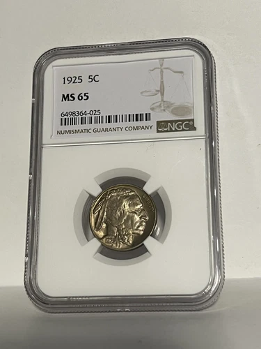 NGC MS-65 1925-P Buffalo Nickel, Frosty, Iridescent toned Gem!