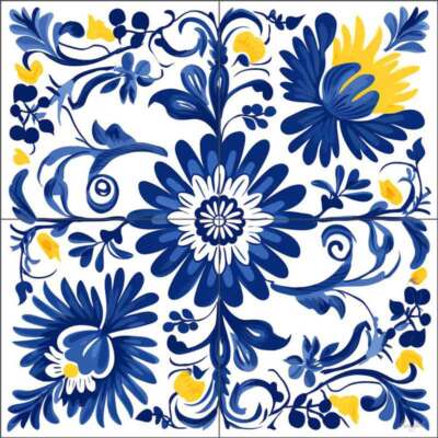 Pattern Tile Backsplash Roozbeh Bahramali Art Ceramic Mural OB-ROZ393