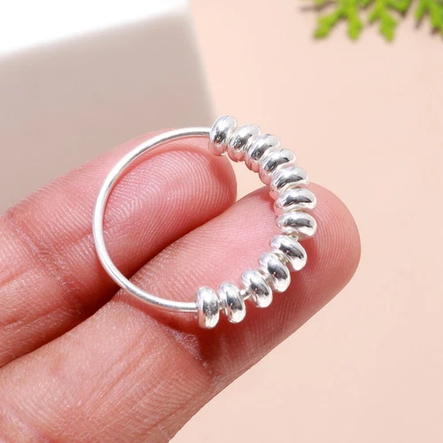 Mediation 925 Sterling Silver Handmade Band Solid Ring Charm Jewelry For Her
