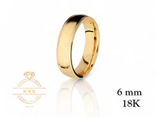 18K Yellow Gold Milgrain Edge 6mm Wedding Band Ring - Comfort Fit Matte Brushed