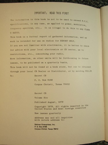 Esquemas secretos de informes de hechos de radio CB, etc. Revista ~ Volumen 6 ~ Agosto 1979 - Imagen 2 de 5