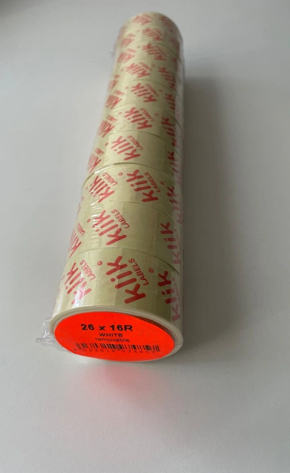 KLIK K18 PRICE GUN LABELS Klik K18 Price Labels Gun White Removable 10x Rolls 10'000 Labels Size CT7 26x16