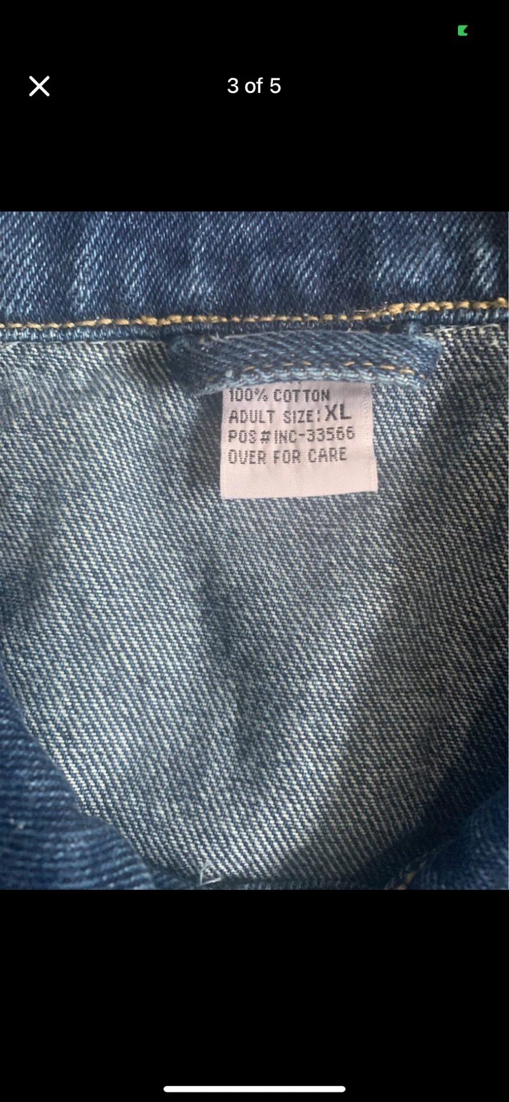 Men's Blue Denim Trucker Jacket 100% Cotton Button Front Pockets XL 44" image 3